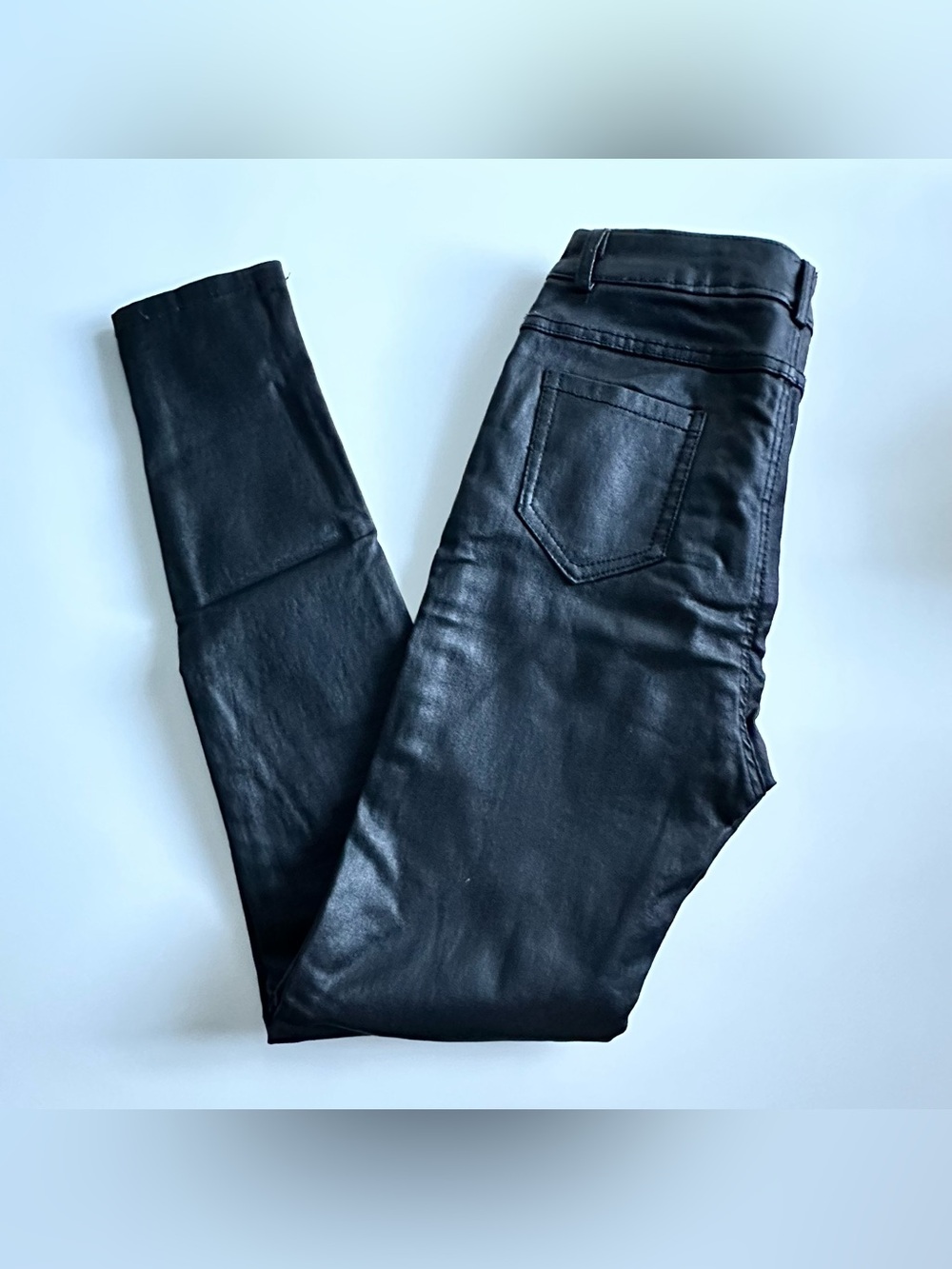 Black Faux Leather Women's Jeans 23
